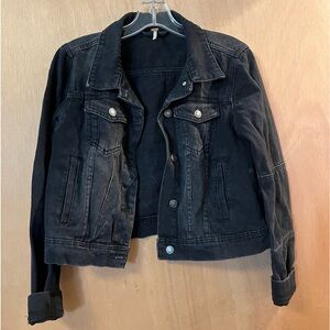 Black cropped jean jacket